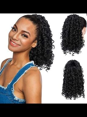 Peacoco 14" Curly Natural Black Ponytail : New in Original Packaging : Synthetic